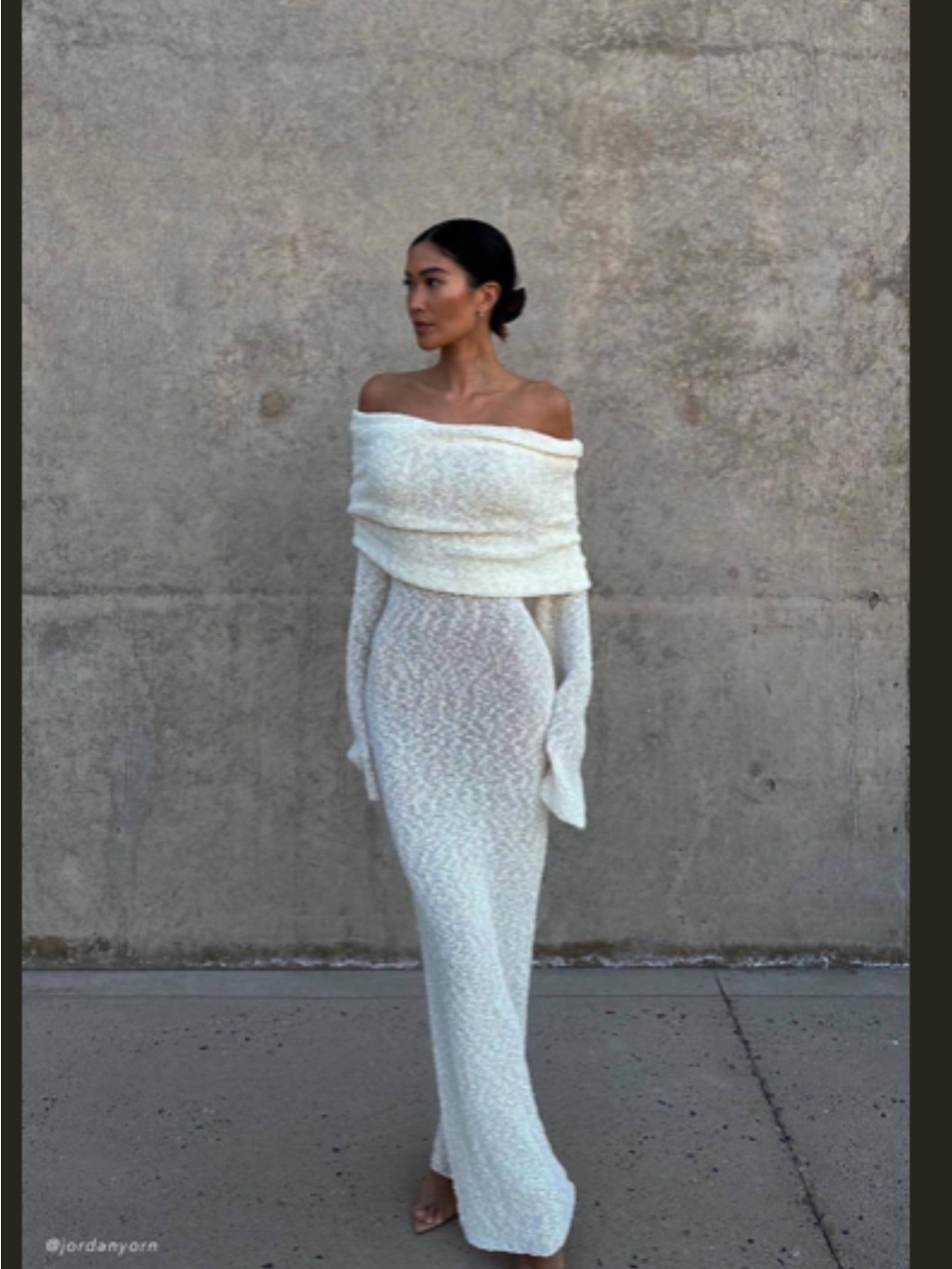 Meshki Off-Shoulder Cream Maxi Dress